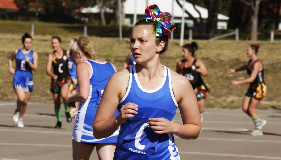 RAINBOW GIRL: Many players - including Crossfire's Georgia Marr - had 'crazy' hair and socks as the Charlestown association held a fundraiser for Kids Cancer. Picture: Kerrie Brady