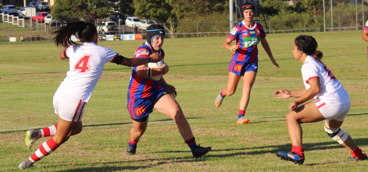 VETERAN STAR: Newcastle Knights captain Sophie Buller led from the front with a try and five goals in the 54-10 rout at Dudley Oval on Thursday afternoon. Picture: Isaac McIntyre