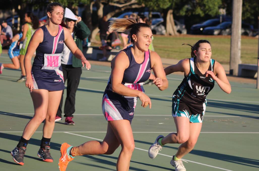 HOT ON THEIR HEELS: Maryville Tavern Alize are looking to run down Souths Lions and take second place in the standings. Pictured is Erin Boslem (WA) against BNC last round. Picture: Isaac McIntyre