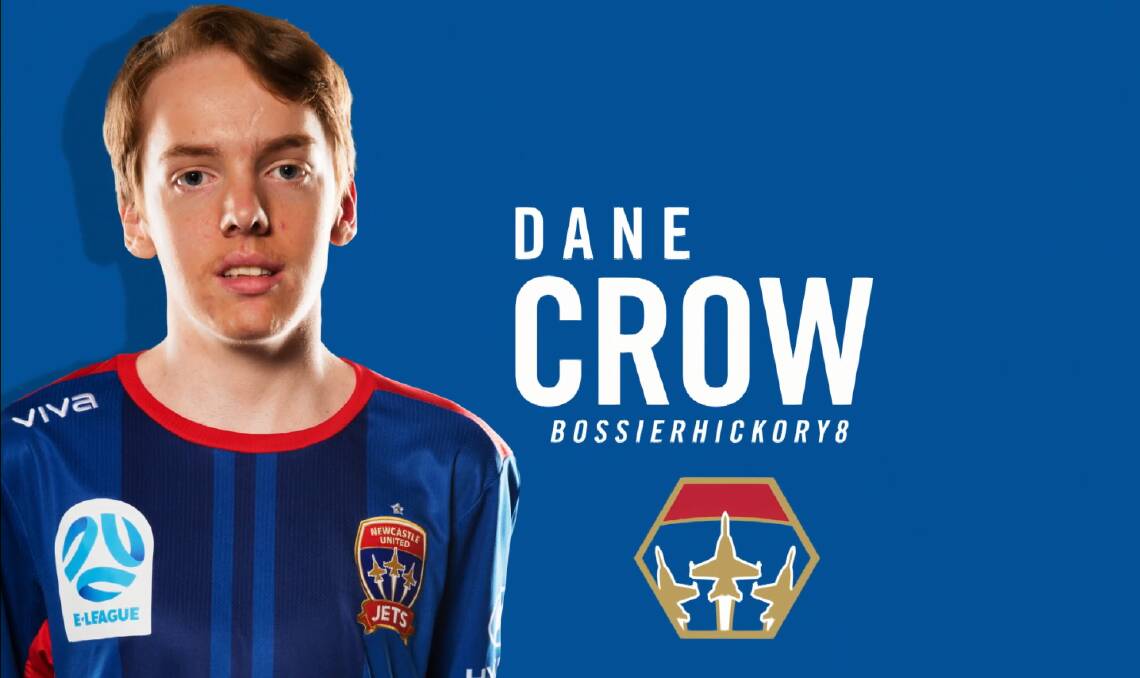 VICTOR: Dane 'BossierHickory8' Crow downed Victory's Mitch Austin 1-0 to secure the Newcastle Jets first points, pictured here on his player card. Picture: screenshot.