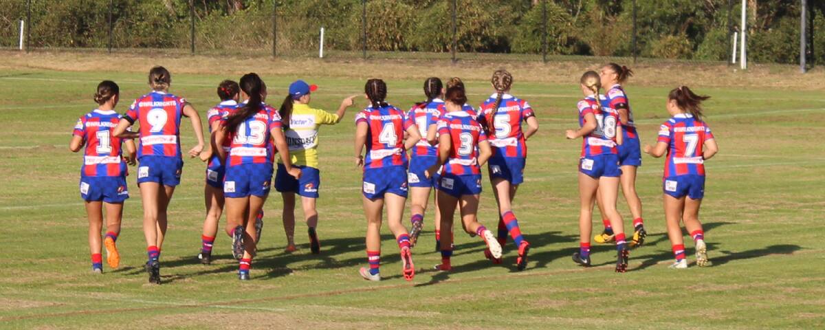 EAGER: The Newcastle Knights representative girls are looking forward to the Bulldogs challenge on the weekend, and a chance to be in the mix at the Maitland trial. Picture: Isaac McIntyre