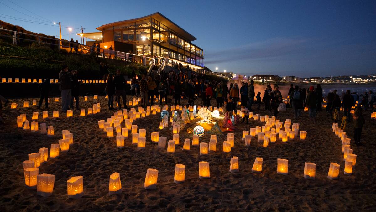 World Ocean Lantern Ceremony at Merewether Beach. 