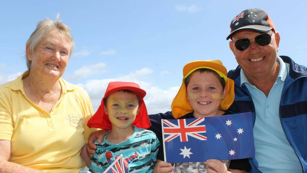 Christine Frail, Steven Frail, aged 6, with Damian Frail, aged 9, and Peter Frail, from Caves Beach.